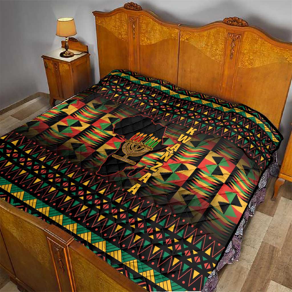 Kwanzaa Festival Quilt with Kinara Candles and African Pattern LT01