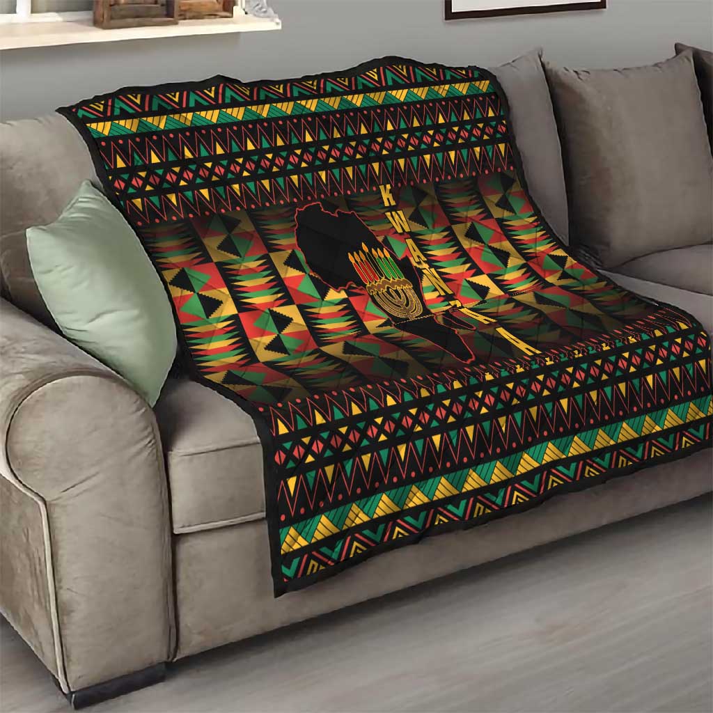 Kwanzaa Festival Quilt with Kinara Candles and African Pattern LT01