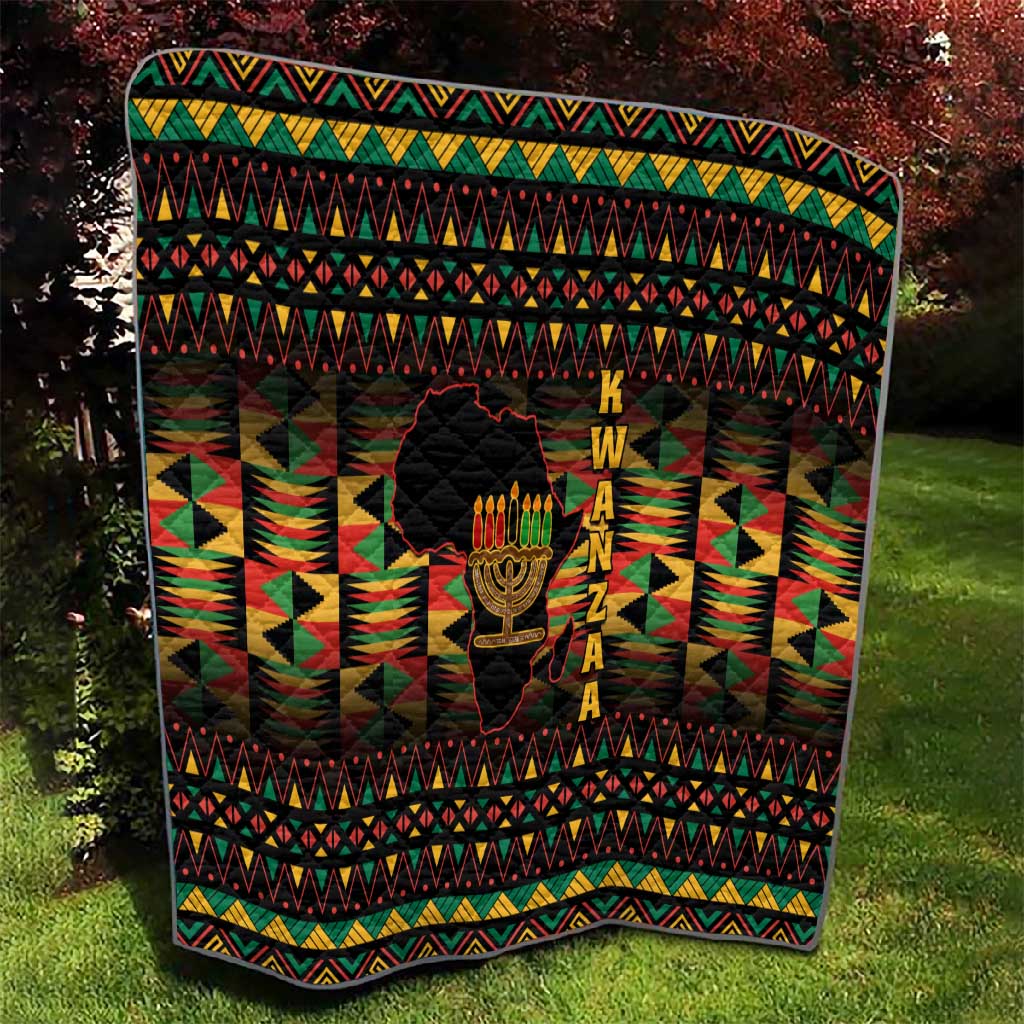 Kwanzaa Festival Quilt with Kinara Candles and African Pattern LT01