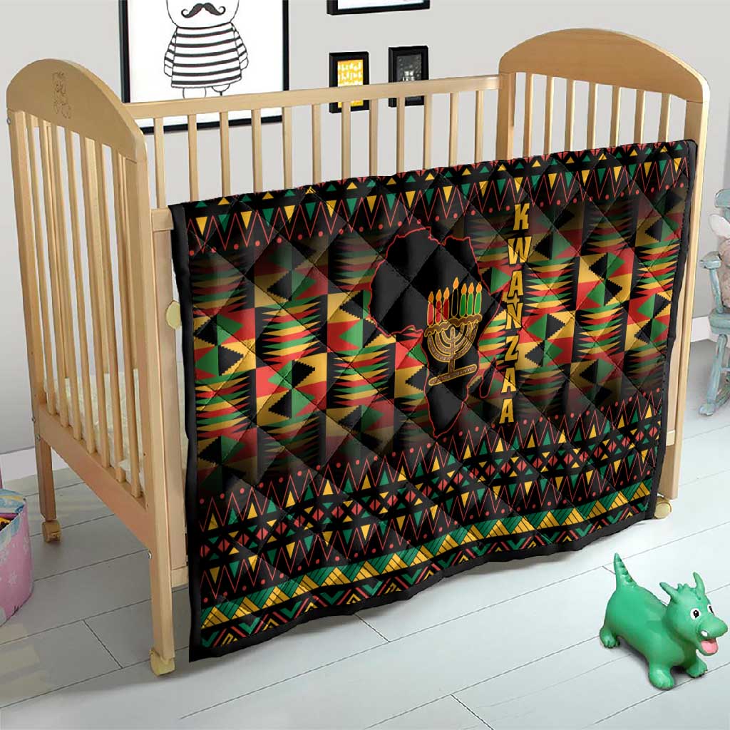 Kwanzaa Festival Quilt with Kinara Candles and African Pattern LT01