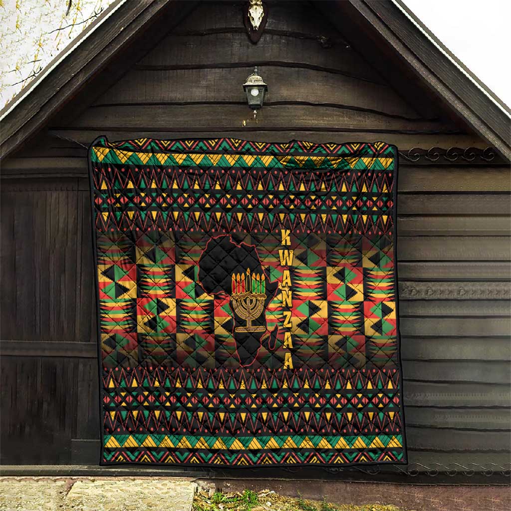 Kwanzaa Festival Quilt with Kinara Candles and African Pattern LT01