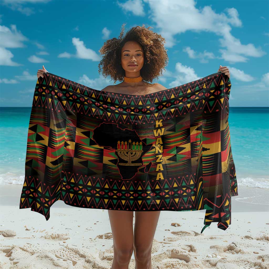 Kwanzaa Festival Sarong with Kinara Candles and African Pattern LT01