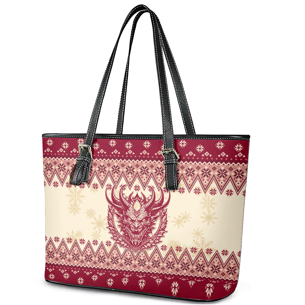 Austria Christmas Leather Tote Bag Krampus Xmas Pattern LT01