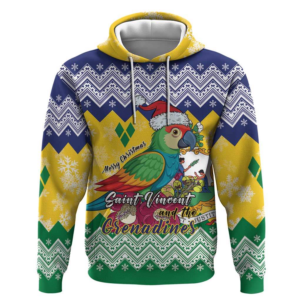 Personalized Saint Vincent and the Grenadines Christmas Hoodie Santa Vincent Parrot LT01