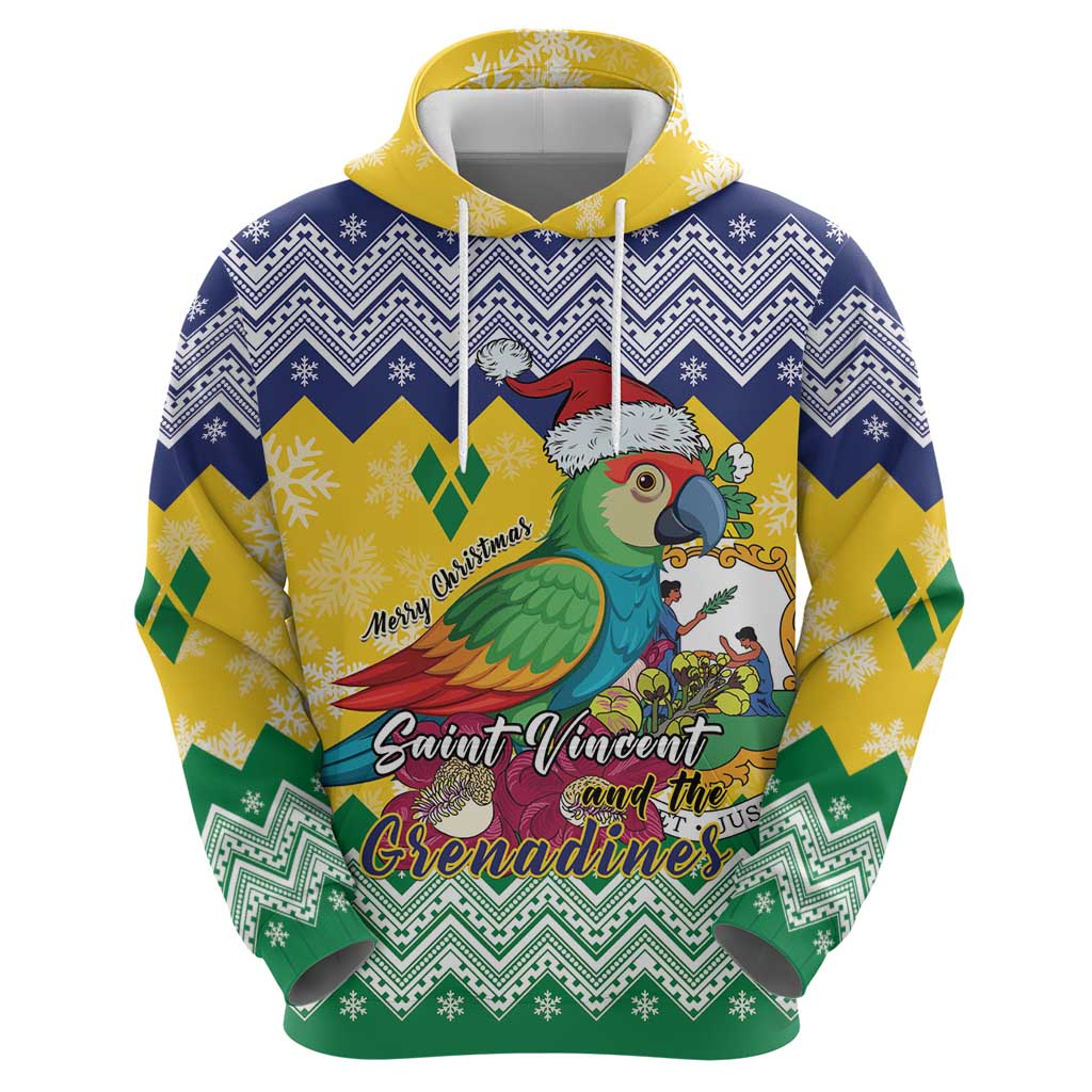 Personalized Saint Vincent and the Grenadines Christmas Hoodie Santa Vincent Parrot LT01