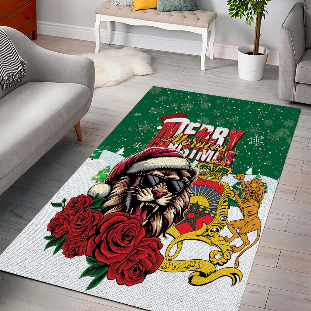 Morocco Christmas Area Rug Santa Lion With Rose Xmas Vibe LT01