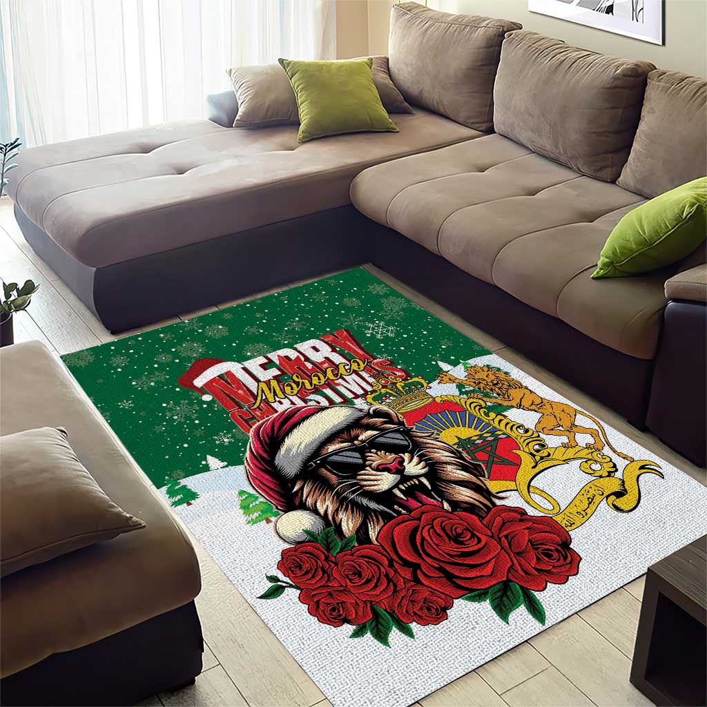 Morocco Christmas Area Rug Santa Lion With Rose Xmas Vibe LT01
