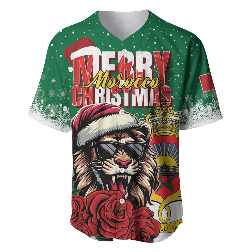 Morocco Christmas Baseball Jersey Santa Lion With Rose Xmas Vibe LT01
