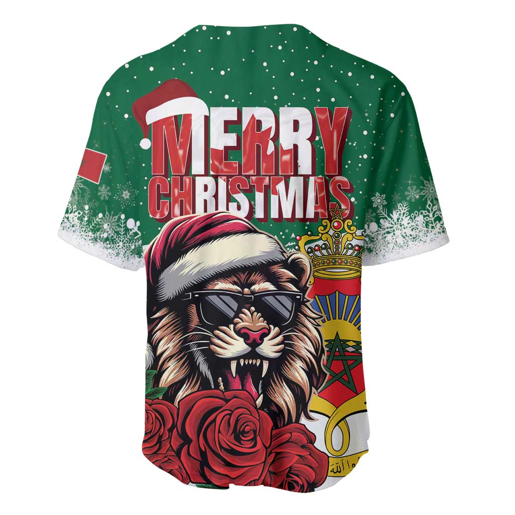 Morocco Christmas Baseball Jersey Santa Lion With Rose Xmas Vibe LT01