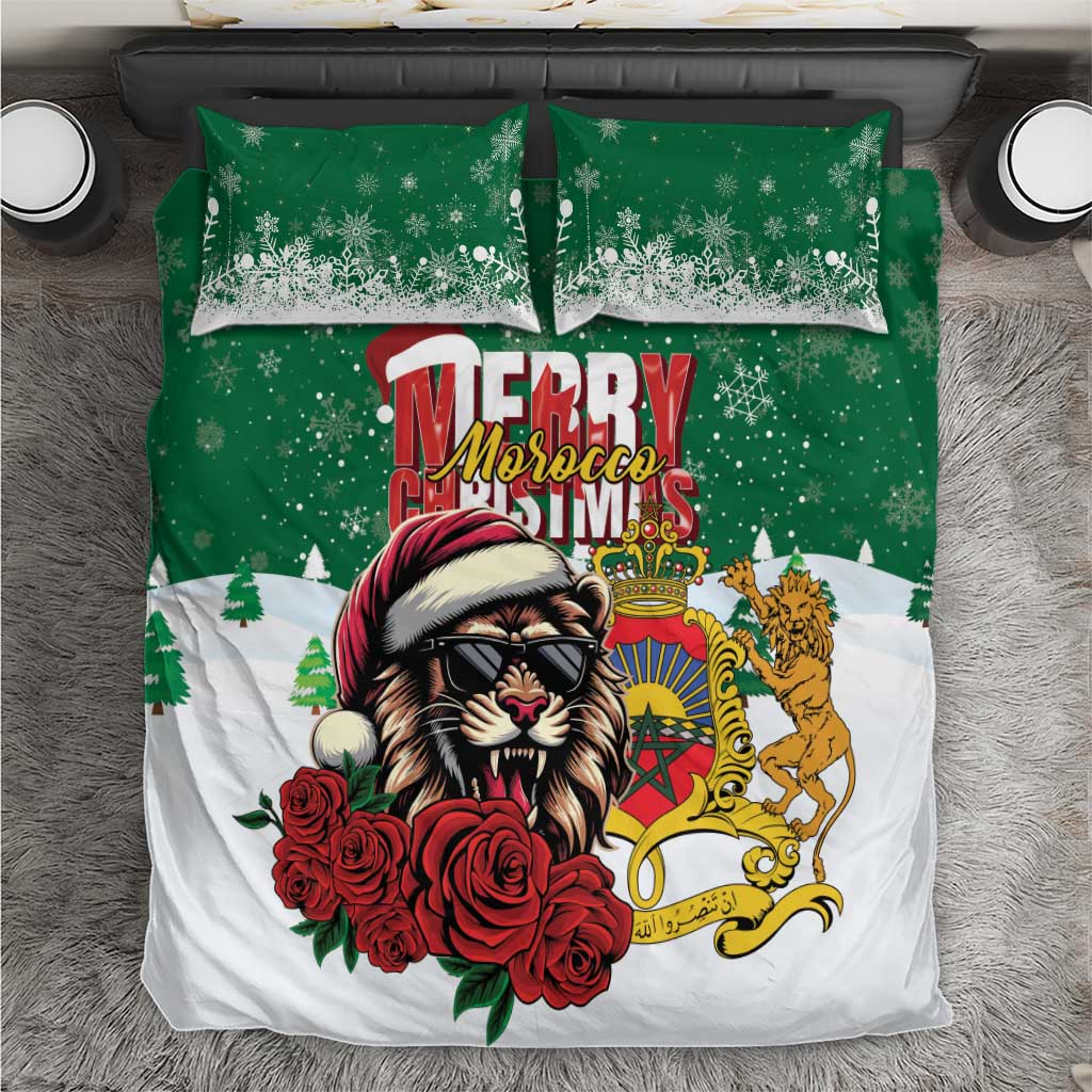 Morocco Christmas Bedding Set Santa Lion With Rose Xmas Vibe LT01