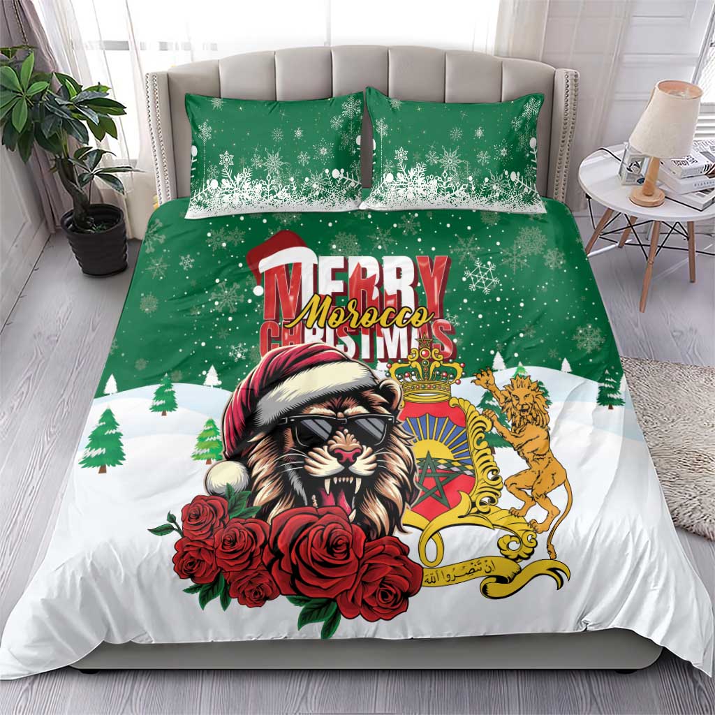 Morocco Christmas Bedding Set Santa Lion With Rose Xmas Vibe LT01