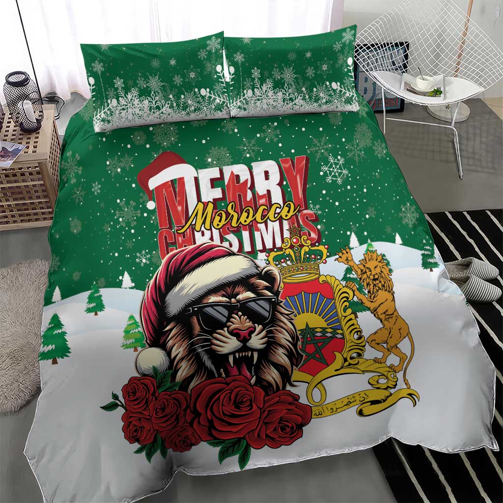 Morocco Christmas Bedding Set Santa Lion With Rose Xmas Vibe LT01