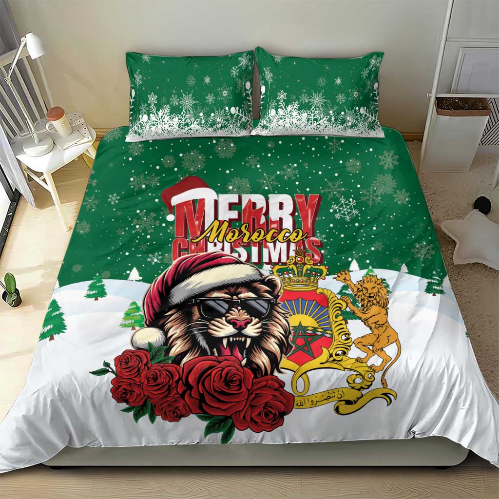 Morocco Christmas Bedding Set Santa Lion With Rose Xmas Vibe LT01