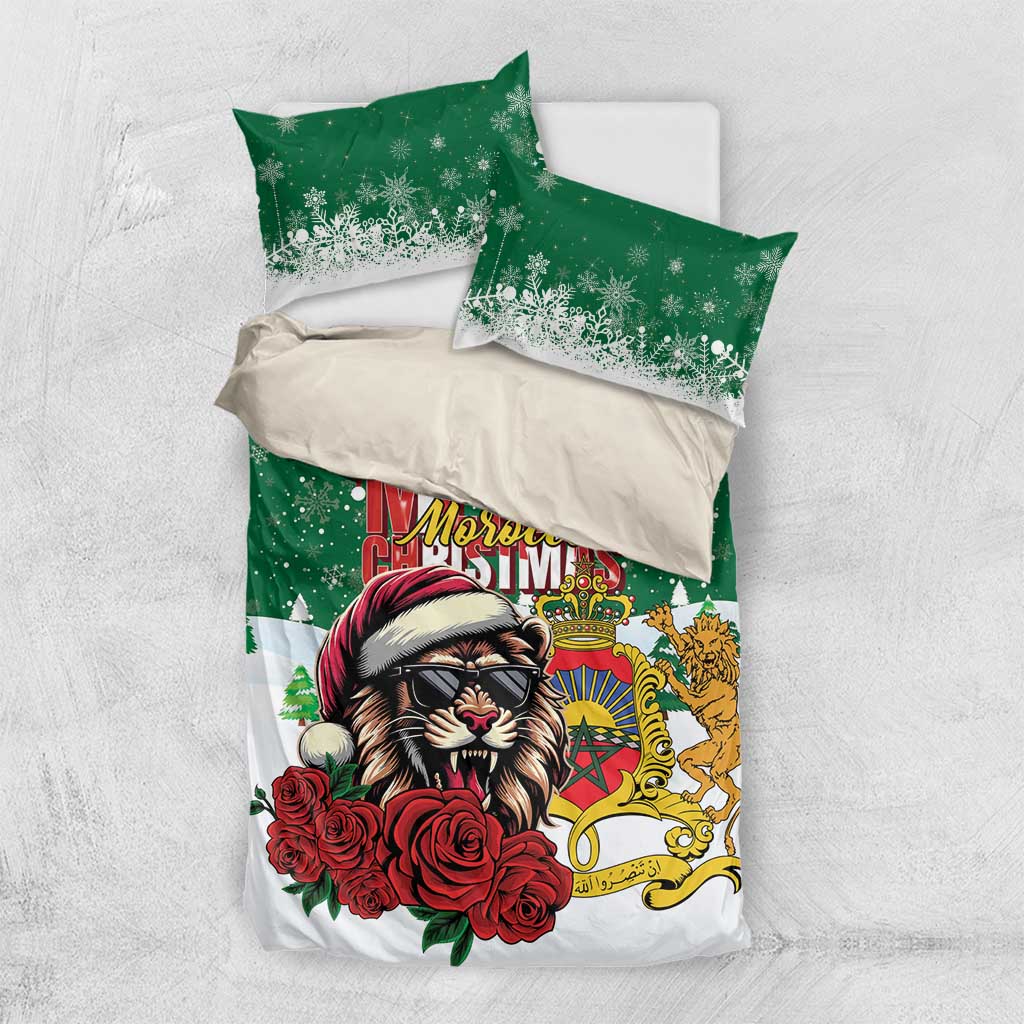 Morocco Christmas Bedding Set Santa Lion With Rose Xmas Vibe LT01