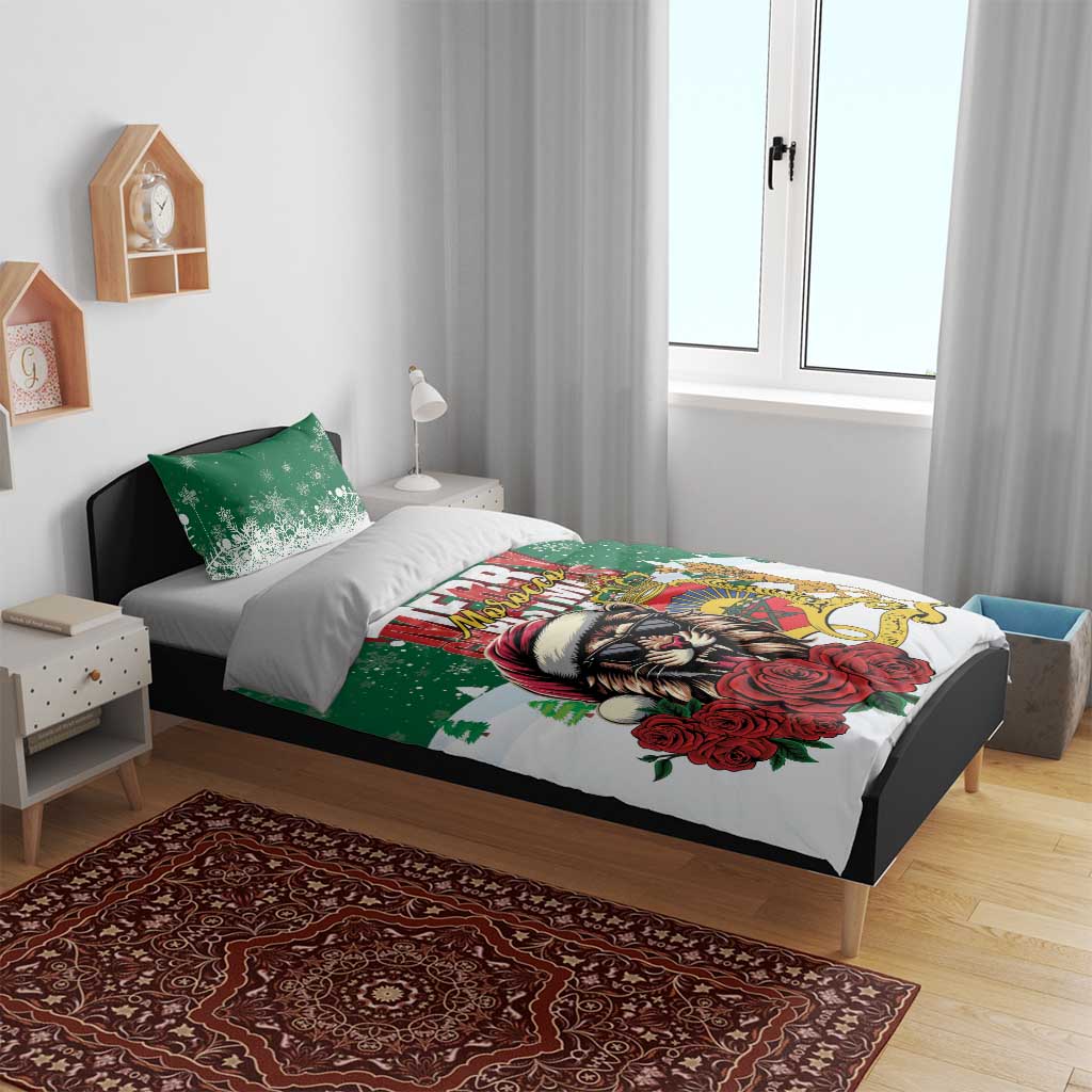 Morocco Christmas Bedding Set Santa Lion With Rose Xmas Vibe LT01