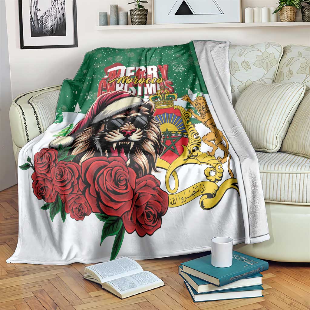 Morocco Christmas Blanket Santa Lion With Rose Xmas Vibe LT01