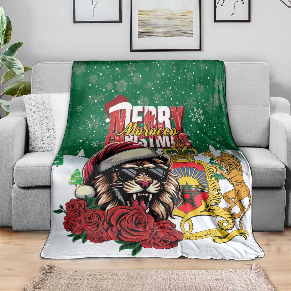 Morocco Christmas Blanket Santa Lion With Rose Xmas Vibe LT01