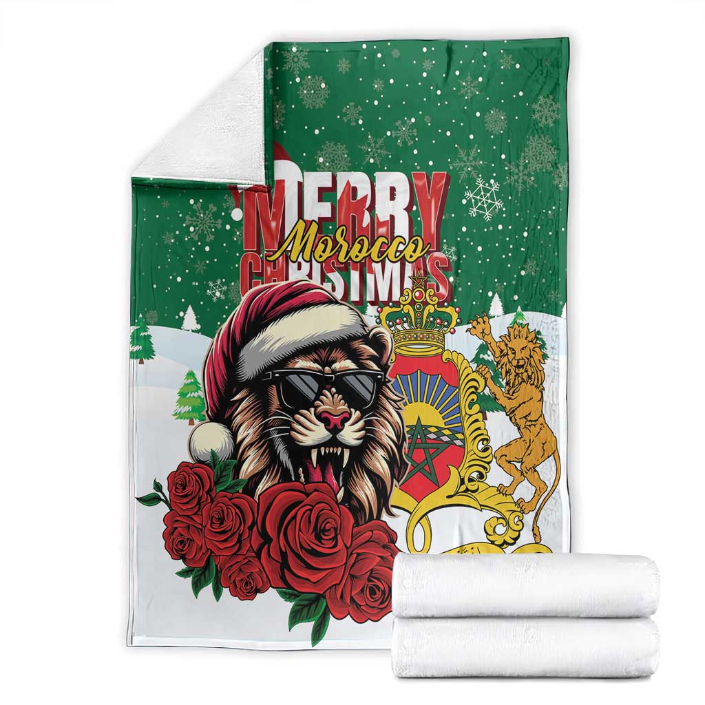 Morocco Christmas Blanket Santa Lion With Rose Xmas Vibe LT01