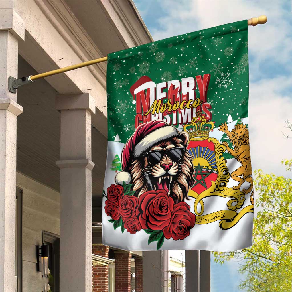 Morocco Christmas Garden Flag Santa Lion With Rose Xmas Vibe LT01