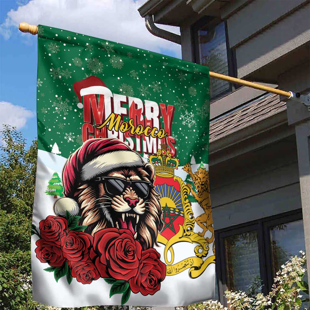 Morocco Christmas Garden Flag Santa Lion With Rose Xmas Vibe LT01