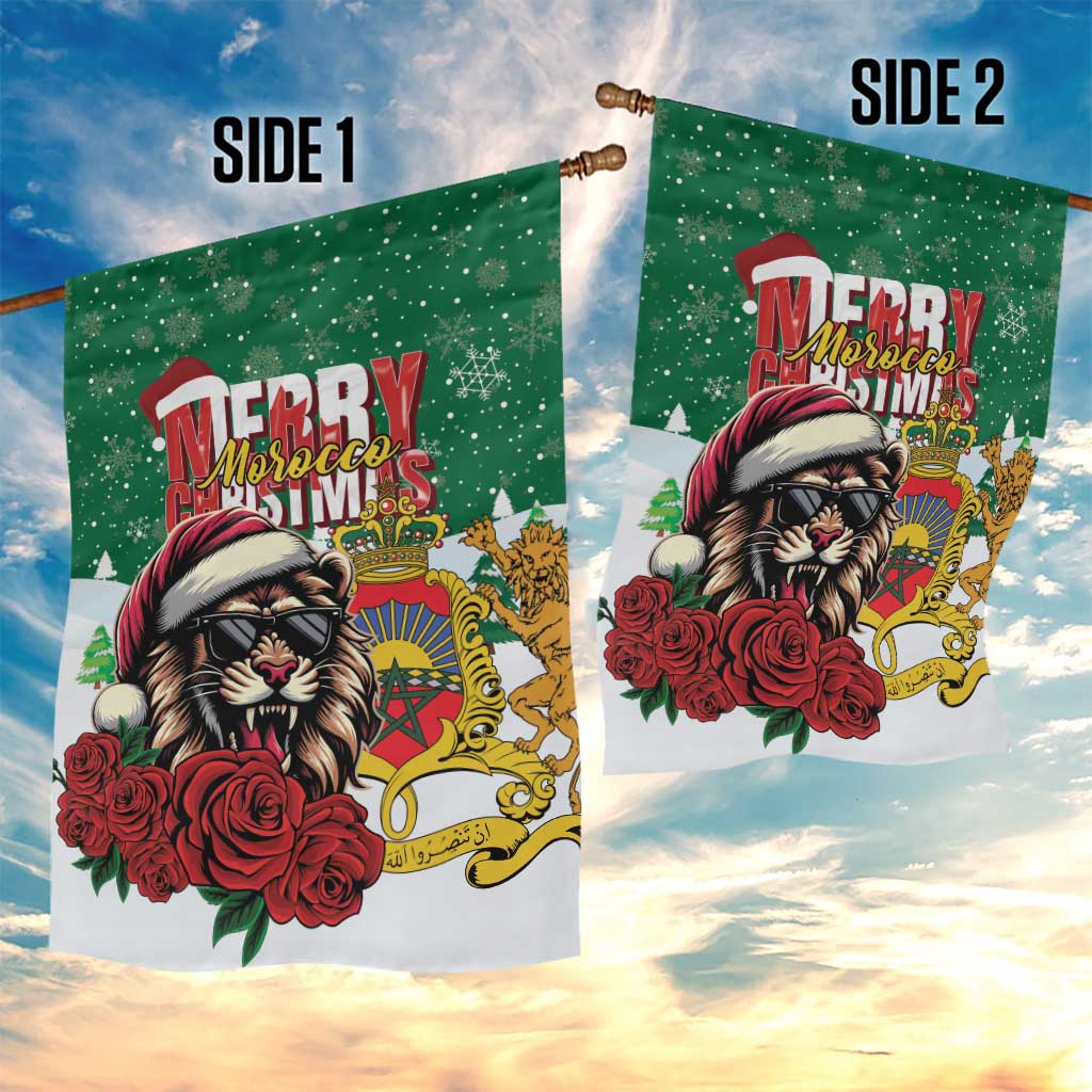 Morocco Christmas Garden Flag Santa Lion With Rose Xmas Vibe LT01