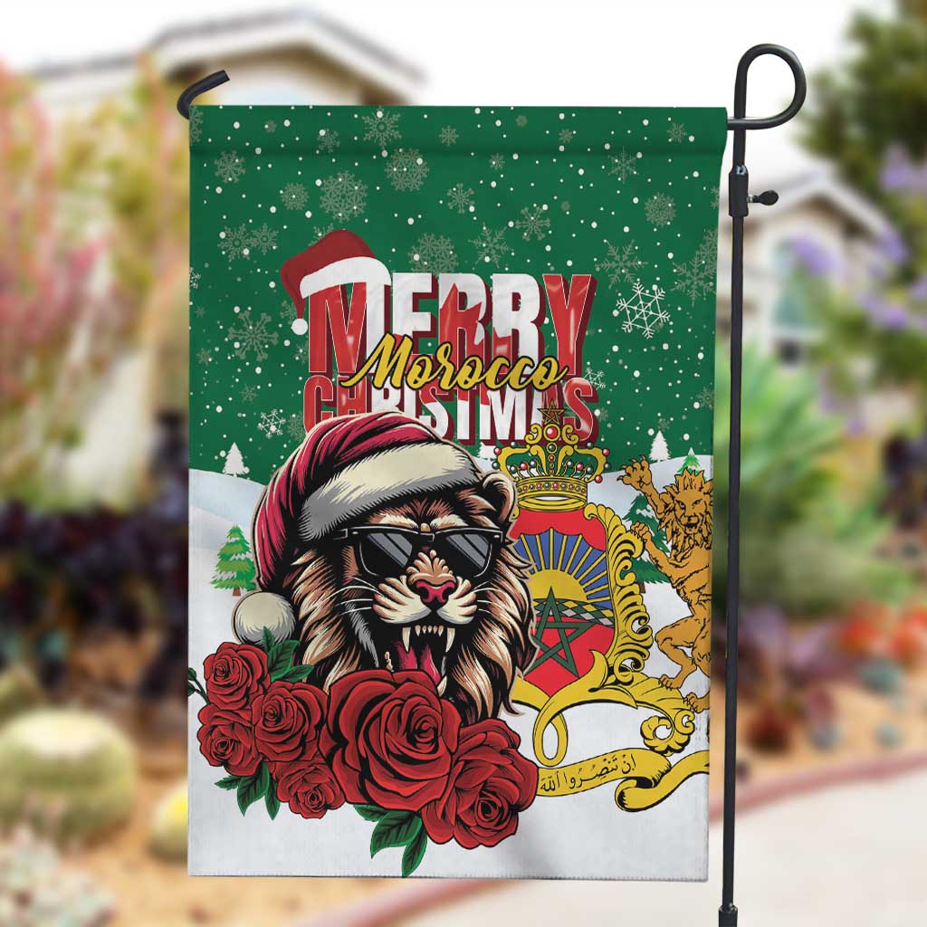 Morocco Christmas Garden Flag Santa Lion With Rose Xmas Vibe LT01