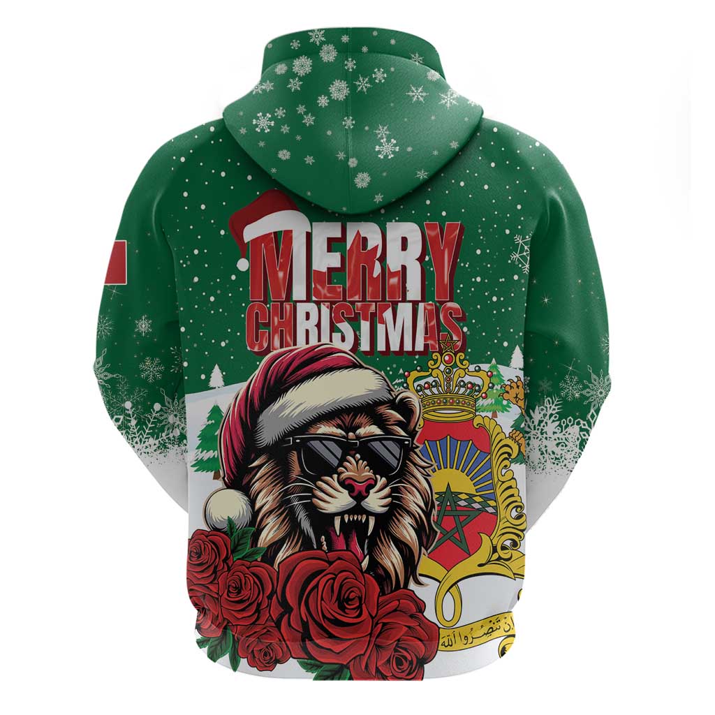 Morocco Christmas Hoodie Santa Lion With Rose Xmas Vibe LT01