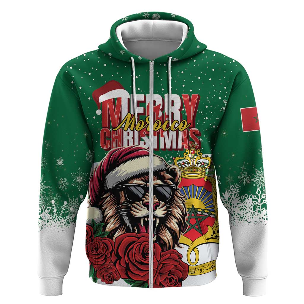 Morocco Christmas Hoodie Santa Lion With Rose Xmas Vibe LT01