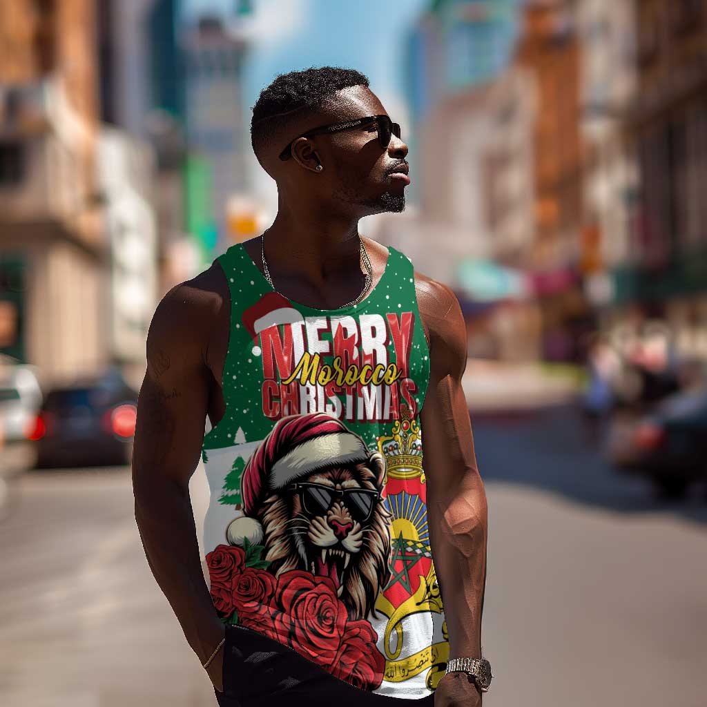 Morocco Christmas Men Tank Top Santa Lion With Rose Xmas Vibe LT01