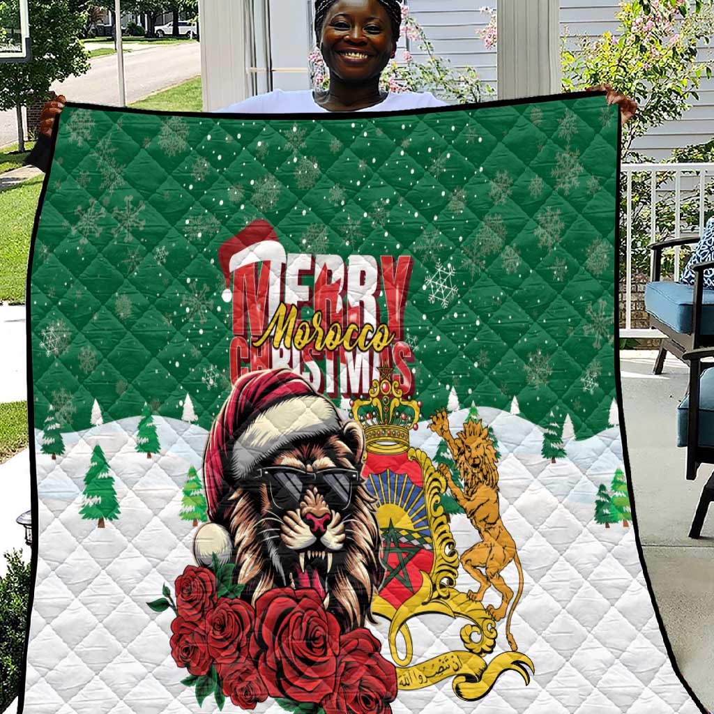 Morocco Christmas Quilt Santa Lion With Rose Xmas Vibe LT01