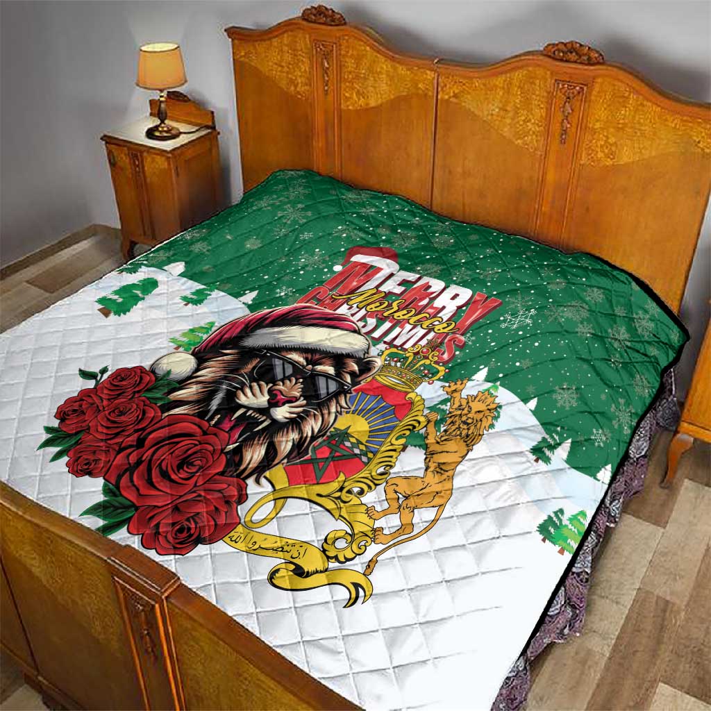 Morocco Christmas Quilt Santa Lion With Rose Xmas Vibe LT01