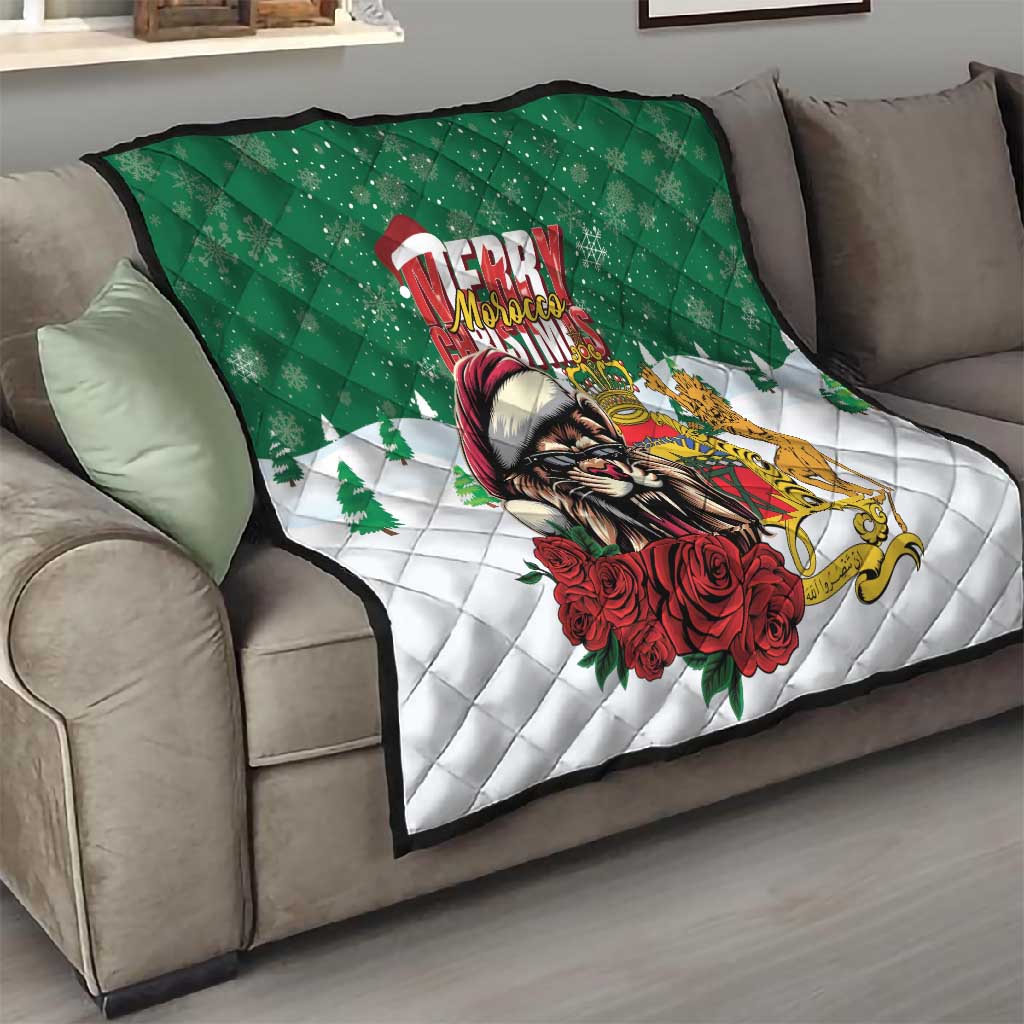 Morocco Christmas Quilt Santa Lion With Rose Xmas Vibe LT01