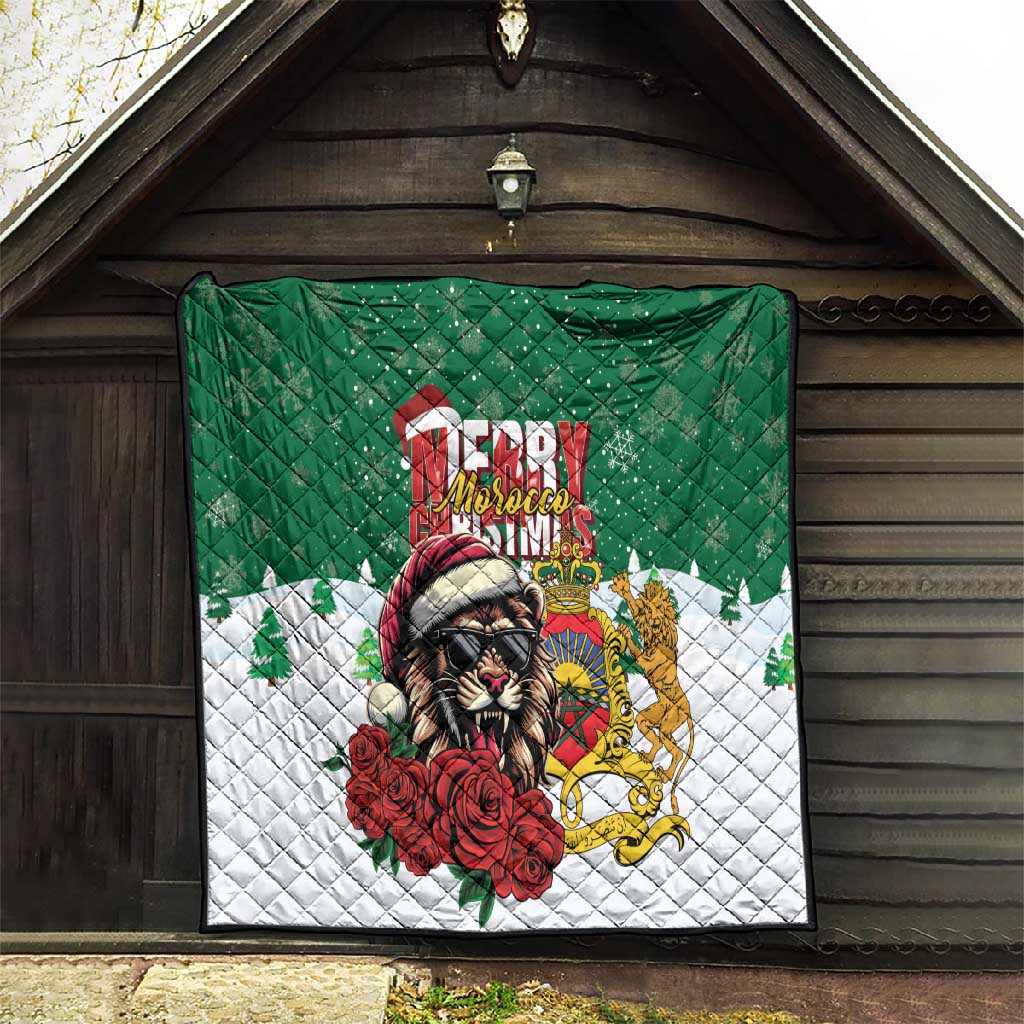 Morocco Christmas Quilt Santa Lion With Rose Xmas Vibe LT01