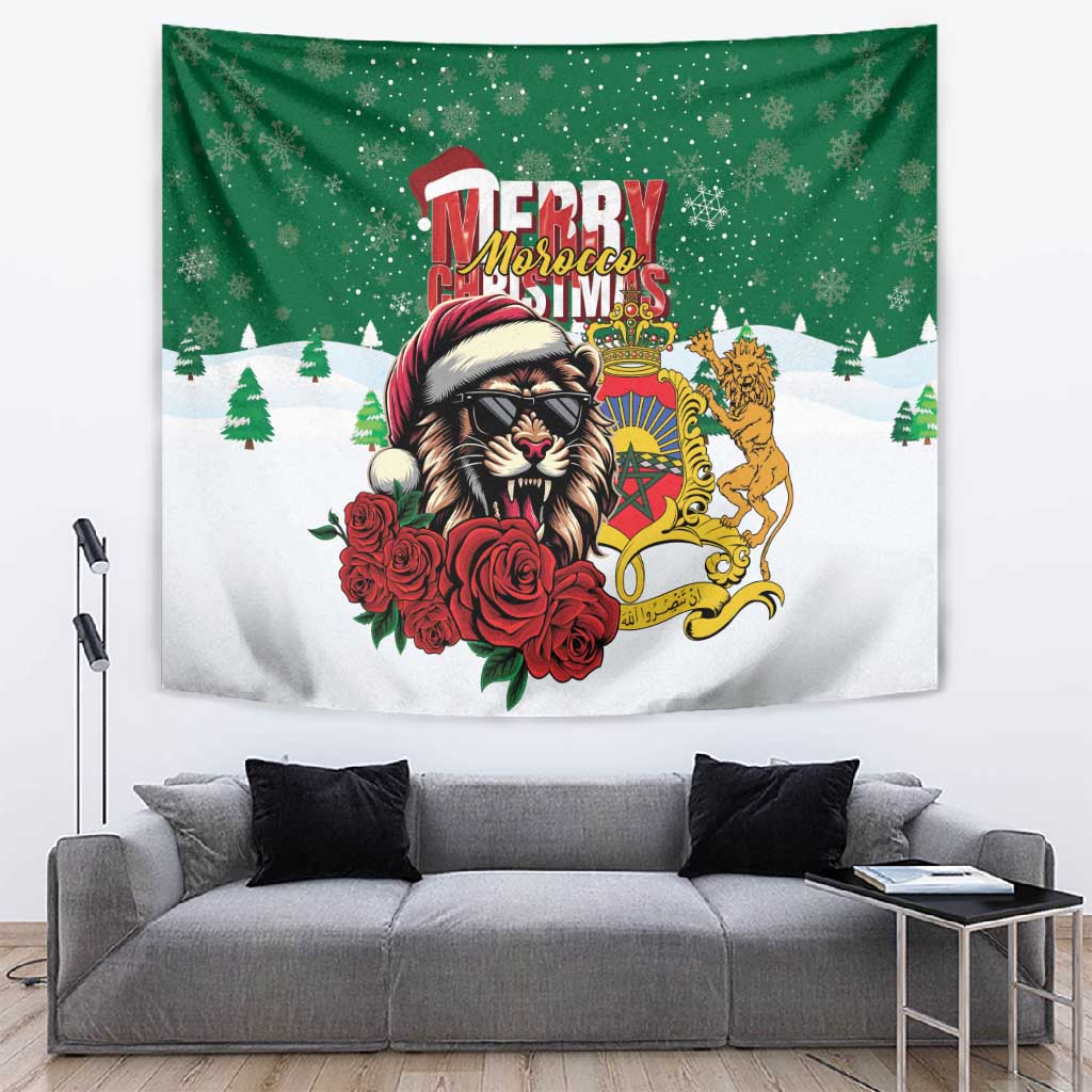 Morocco Christmas Tapestry Santa Lion With Rose Xmas Vibe LT01
