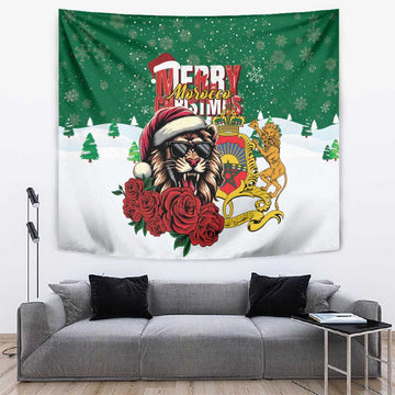 Morocco Christmas Tapestry Santa Lion With Rose Xmas Vibe LT01