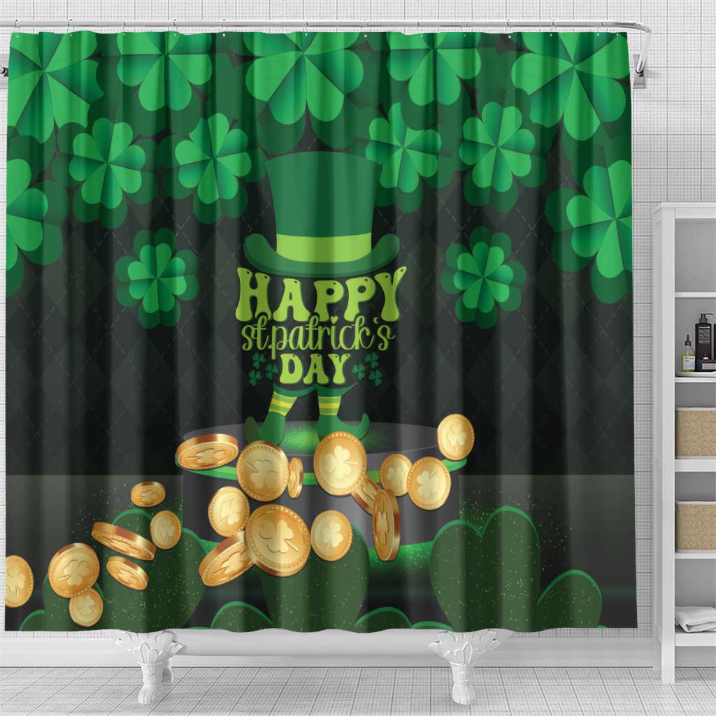 Ireland St Patrick's Day Shower Curtain Irish Shamrocks Leprechaun LT01