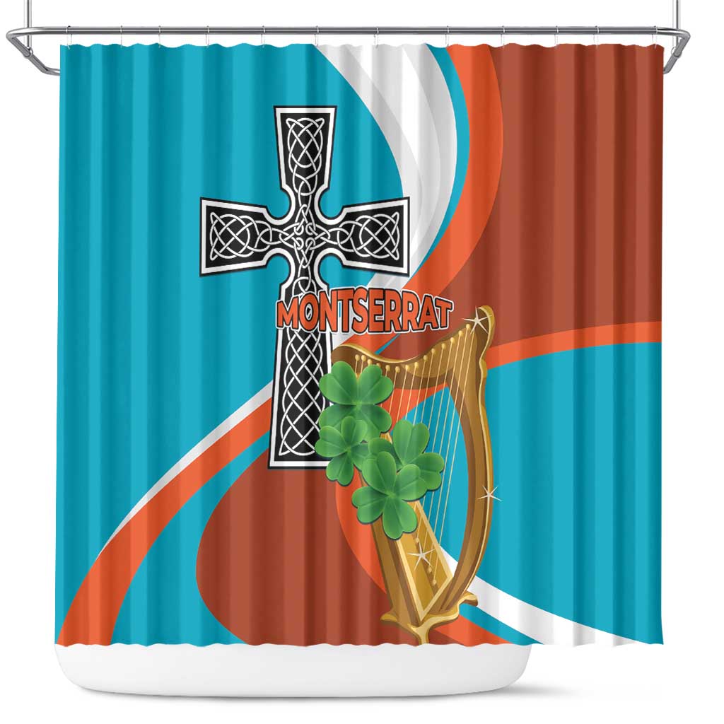 Montserrat Shower Curtain Gold Harp And Black Cross LT01