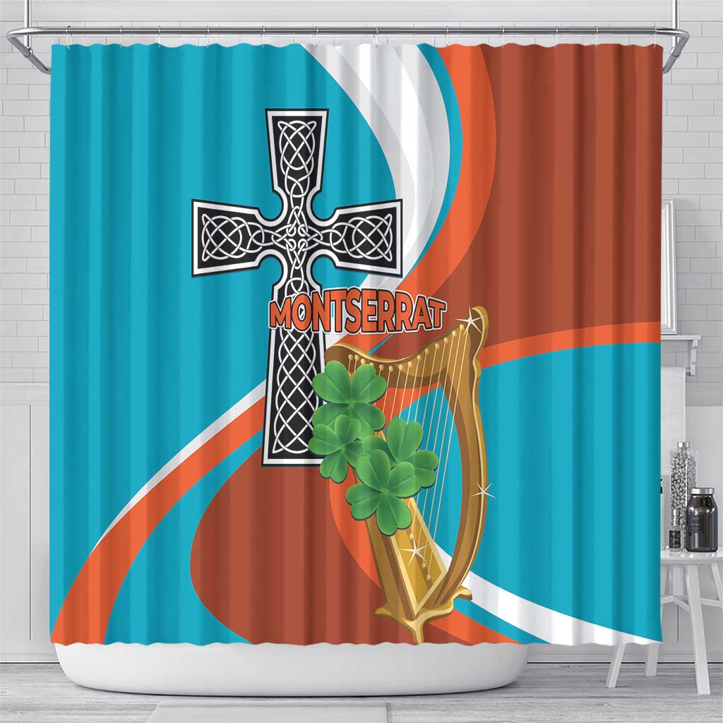 Montserrat Shower Curtain Gold Harp And Black Cross LT01