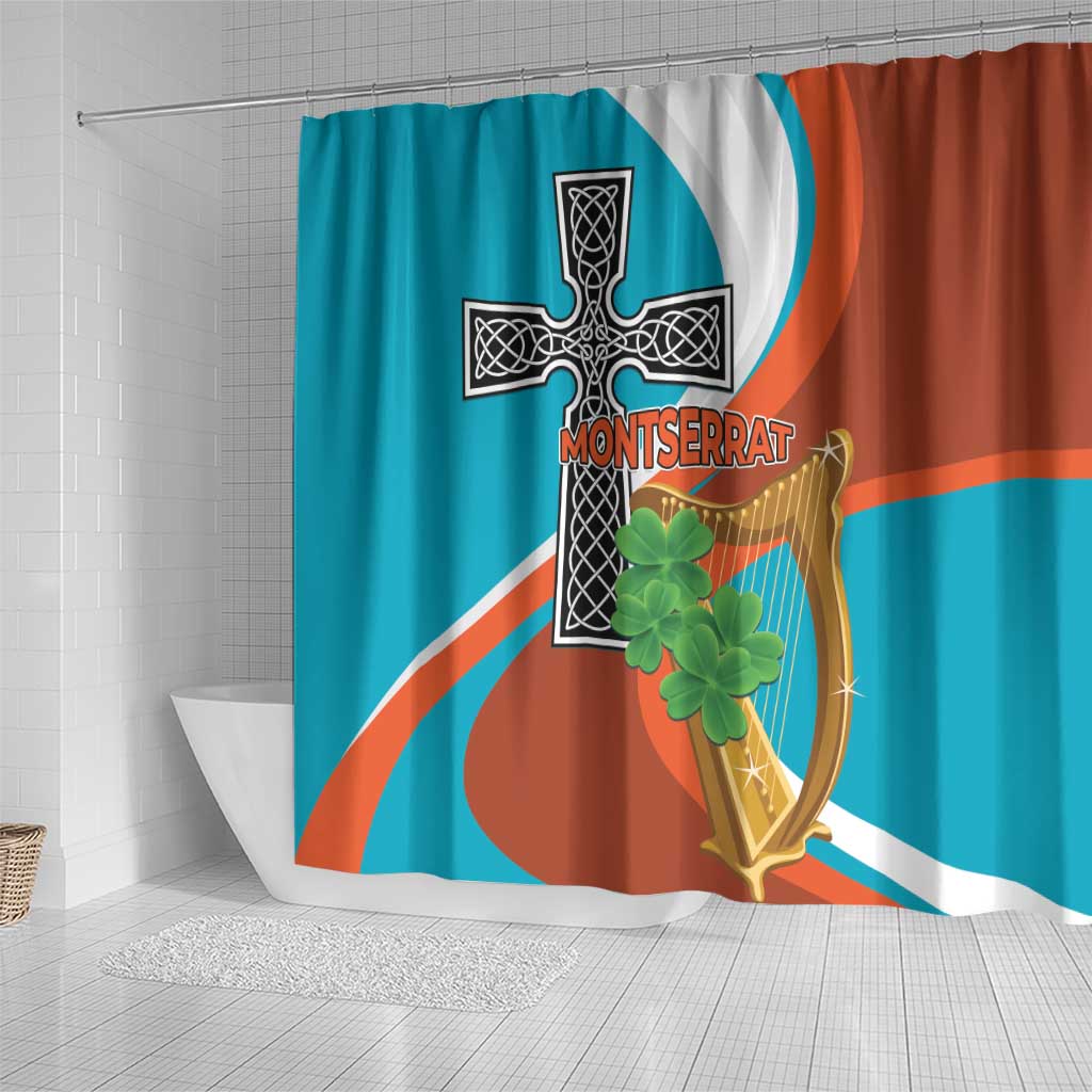 Montserrat Shower Curtain Gold Harp And Black Cross LT01