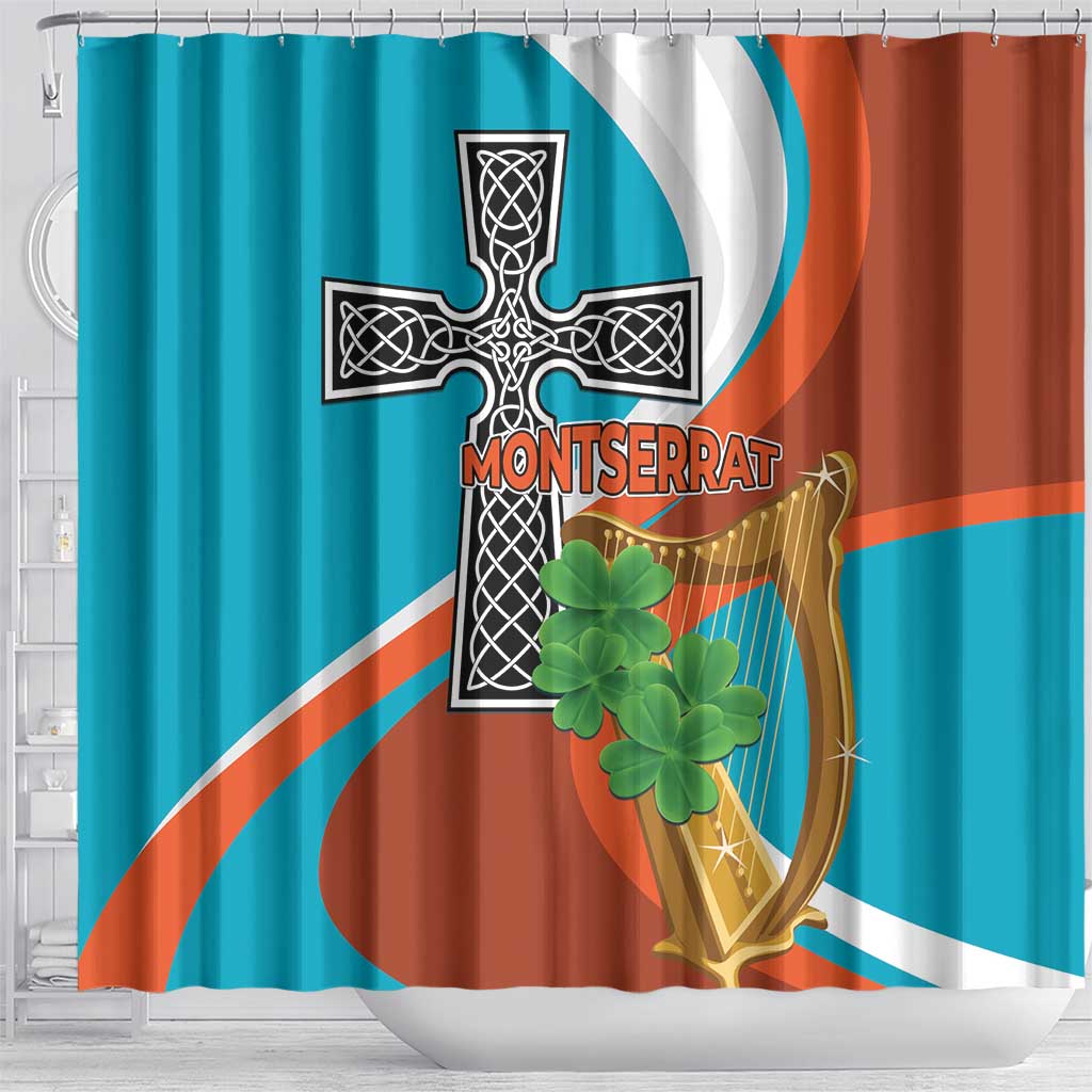 Montserrat Shower Curtain Gold Harp And Black Cross LT01