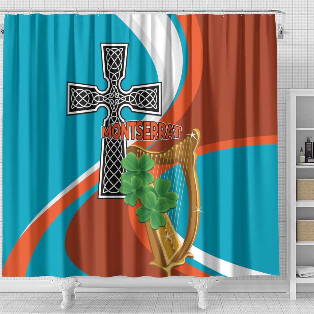 Montserrat Shower Curtain Gold Harp And Black Cross LT01