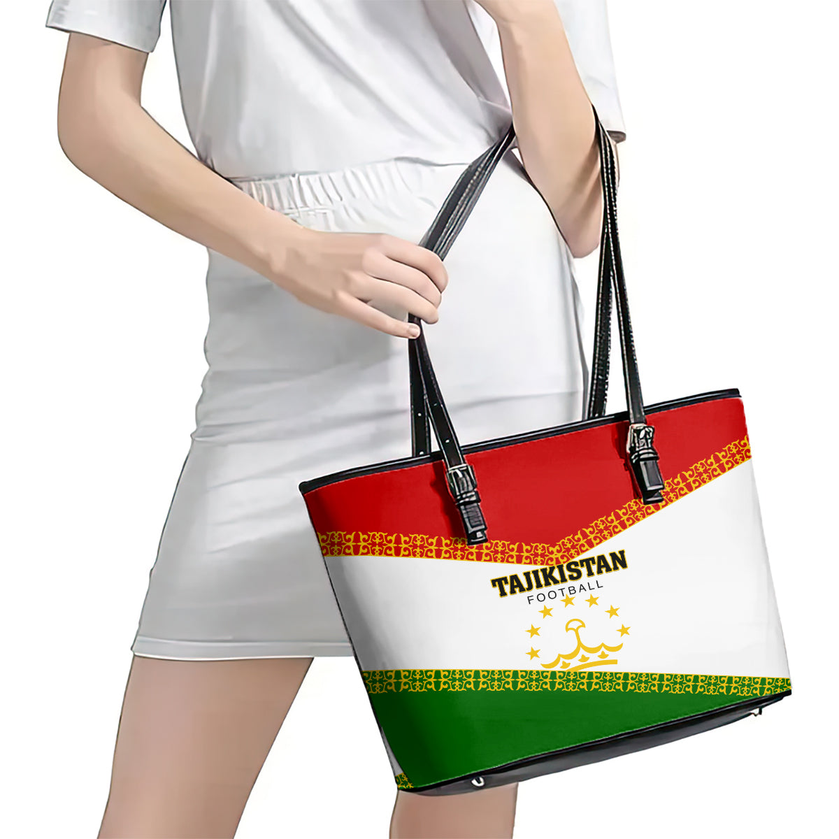 Tajikistan Football Leather Tote Bag Come On Tadzhikistan LT01