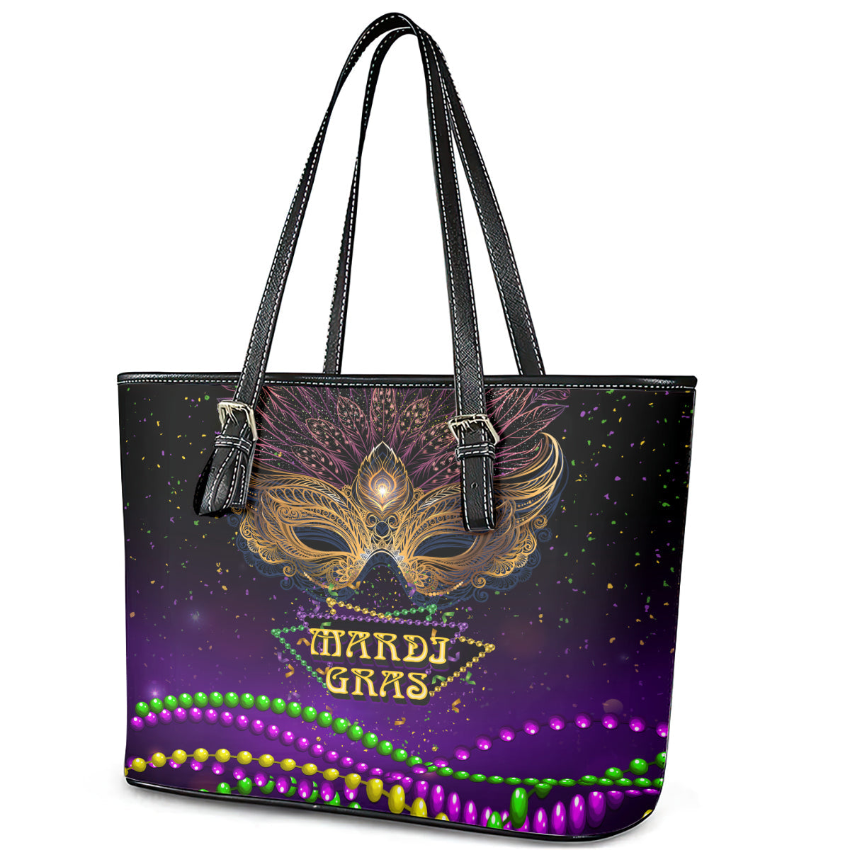 Mardi Gras 2024 Leather Tote Bag Carnival Mask Special Version LT01