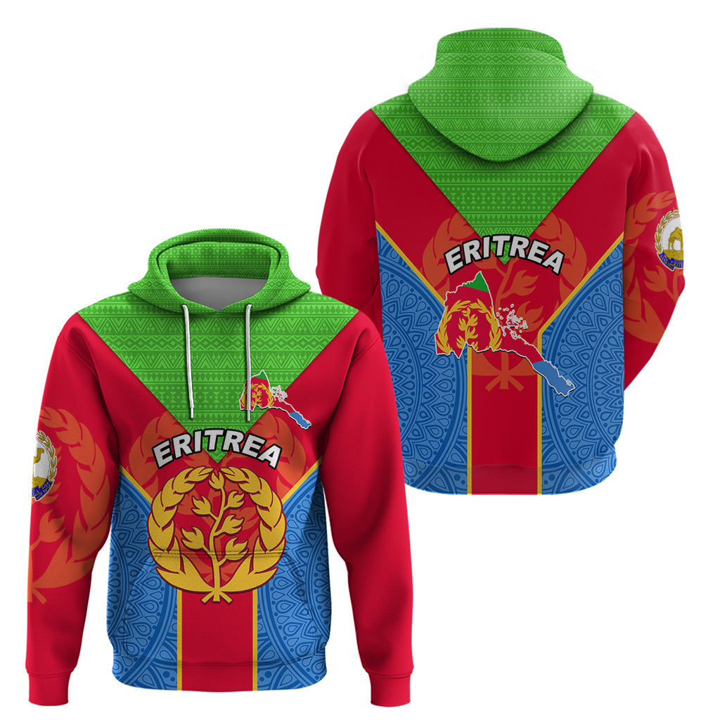 Eritrea Hoodie Eritrean Emblem Flag Mix African Pattern LT01