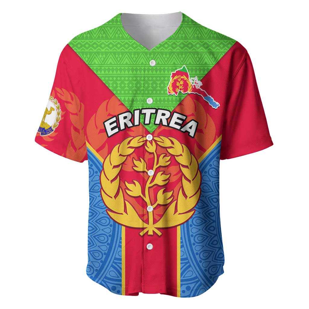 Custom Eritrea Baseball Jersey with Eritrean Emblem Flag and African Pattern Design LT01