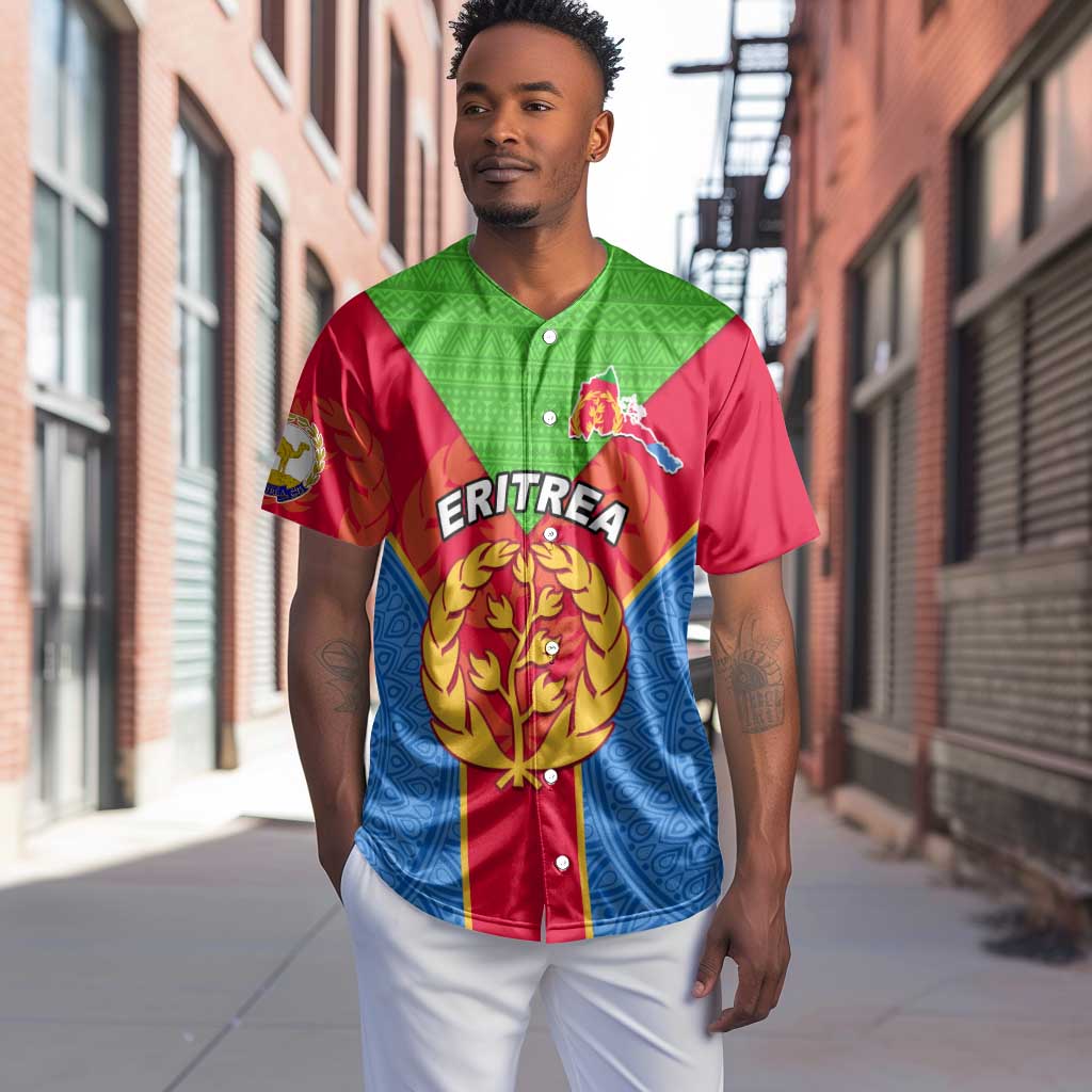 Custom Eritrea Baseball Jersey with Eritrean Emblem Flag and African Pattern Design LT01