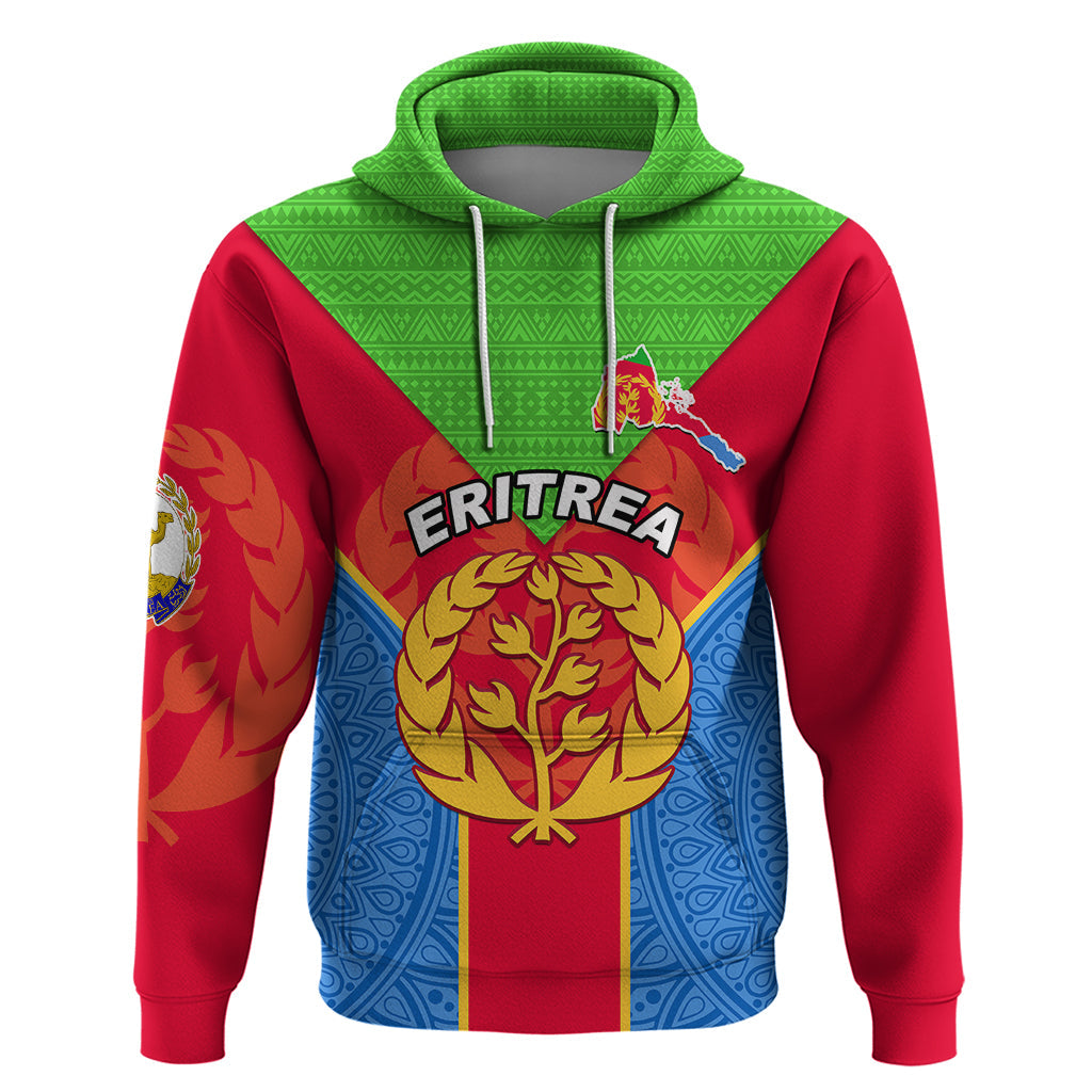Custom Eritrea Hoodie Eritrean Emblem Flag Mix African Pattern LT01