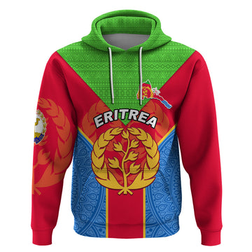 Custom Eritrea Hoodie Eritrean Emblem Flag Mix African Pattern LT01