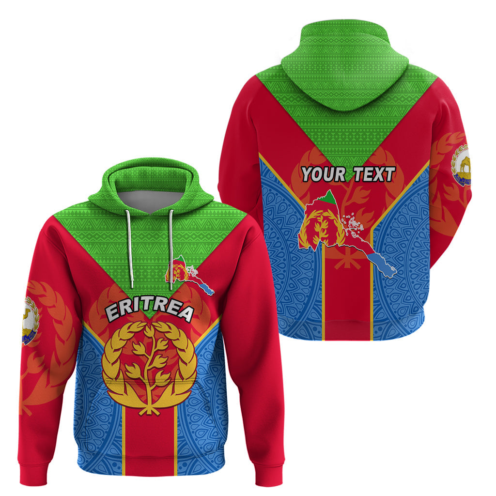 Custom Eritrea Hoodie Eritrean Emblem Flag Mix African Pattern LT01