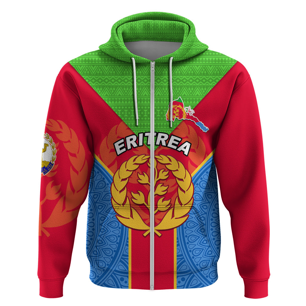 Custom Eritrea Hoodie Eritrean Emblem Flag Mix African Pattern LT01